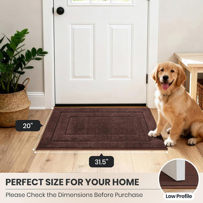 PURRUGS Dirt Trapping Door Mat 32" x 47", Non-Slip/Skid Machine Washable Entryway Rug, Dog Doormat, Super Absorbent Welcome Mat for Muddy Wet Shoes and Paws, Grayish Brown