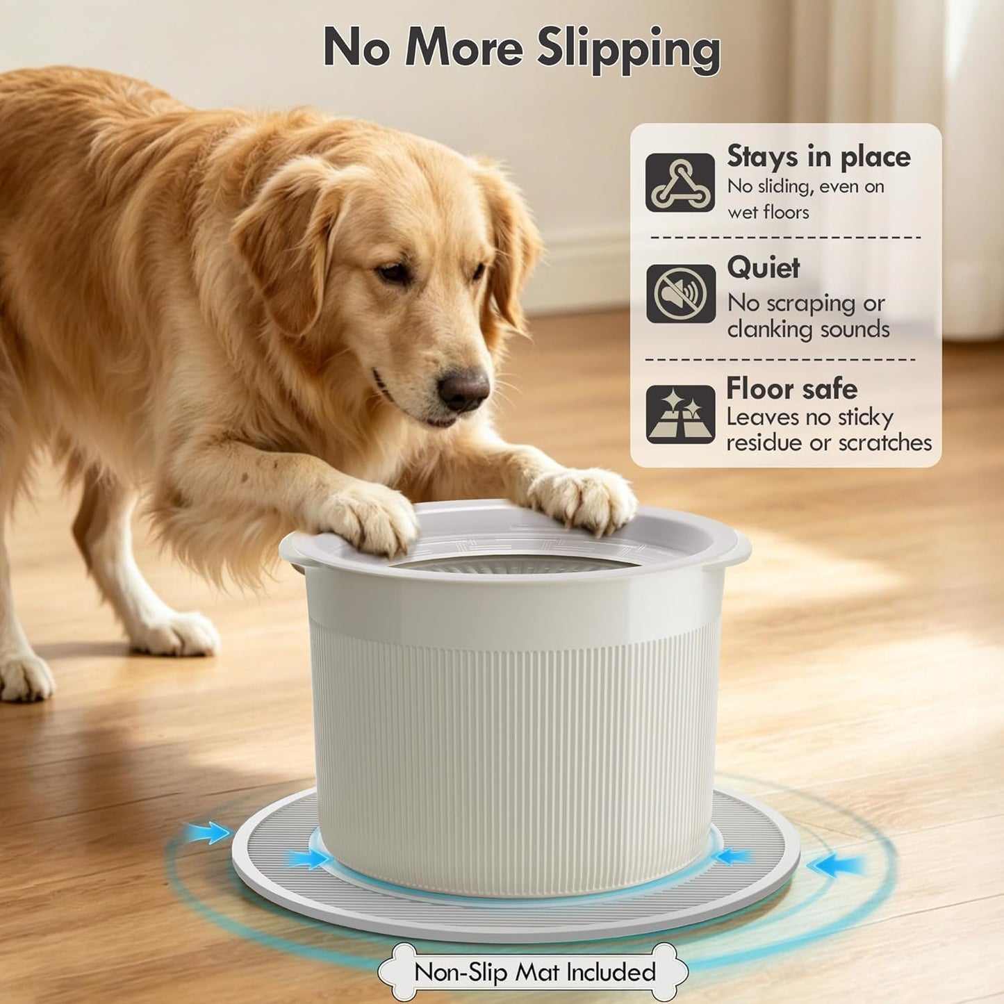 No Spill Ceramic Dog Water Bowl, Large Capacity Slow Drinking Bowl with Floating Disk & Filter, Heavy Duty Anti-Slip Bowl for Small to Medium Dogs, Cats & Multi-Pet Homes Indoor