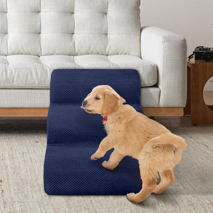 Dog Stairs for Small Dogs - High Density Foam Dog Ramp, Extra Wide Pet Steps with Non-Slip Bottom for High Beds, Couche and Sofa, Best for Pet Injured, Older Dogs Cats (Grey, 4 Steps)