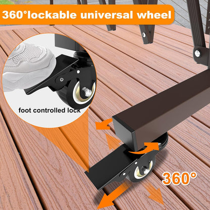 213” Wide Expandable Retractable Driveway Gate for Outdoor, Metal Fence Barrier with Lockable Foot Casters, 0-180° Rotatable Two-Segment Yard Garden Gate for Dog Security (213W×39.76H, Grey)