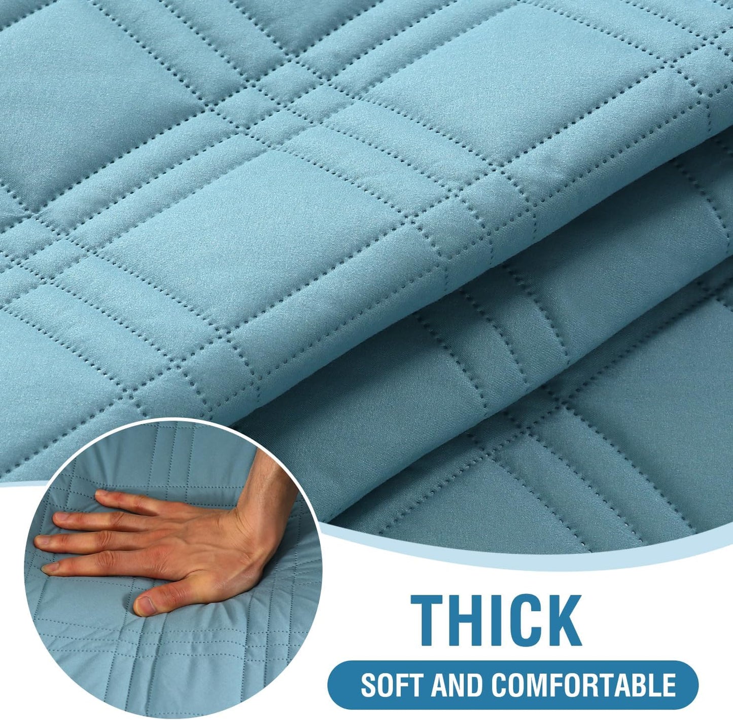 H.VERSAILTEX 100% Waterproof Slipcovers for Couches and Sofas Modern Pet Couch Cover Thick Soft Furniture Protector with Elastic Straps(Sofa, Lily Pad/Beige)
