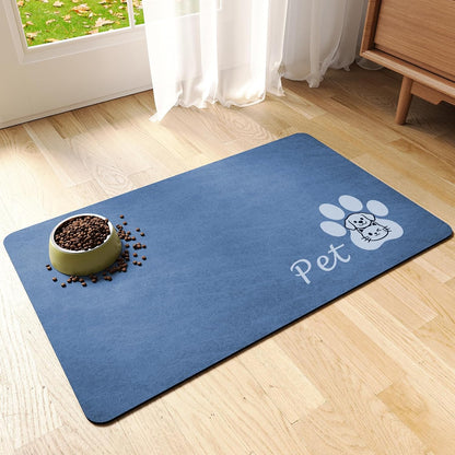 Dog Food Mat - Absorbent Cat Dog Bowl Mat for Food and Water, Quick Dry Pet Food Mats for Floors with Waterproof Rubber Backing, Puppy Cat Feeding Mats for Messy Drinkers,12"x20", Dark Grey