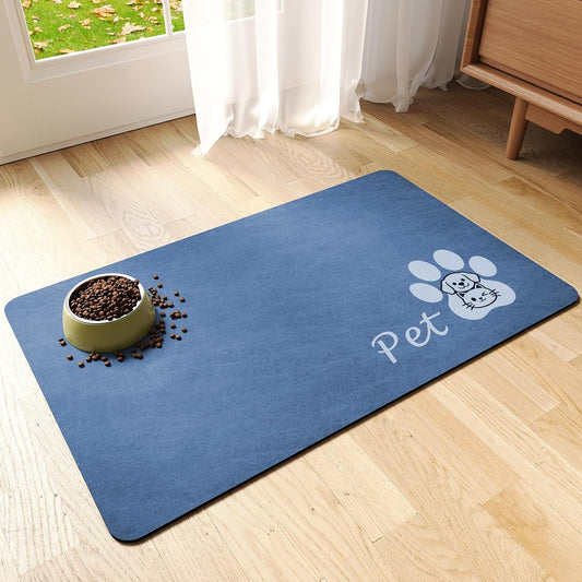 Dog Food Mat - Absorbent Cat Dog Bowl Mat for Food and Water, Quick Dry Pet Food Mats for Floors with Waterproof Rubber Backing, Puppy Cat Feeding Mats for Messy Drinkers,12"x20", Dark Grey