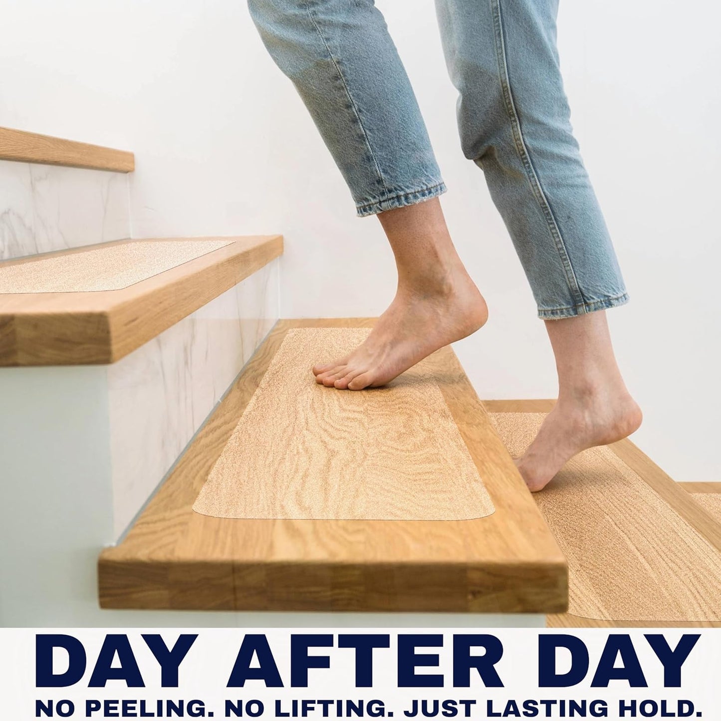 Clear Non Slip Stair Treads for Wooden Steps Indoor 30"x6" – 15-Pack Peel Stick Stair Treads – Self Adhesive Transparent Step Covers – Stair Grip Tape for Dogs, Kids – by STEPCORE