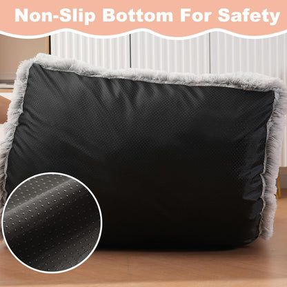 Bedfolks Waterproof Dog Crate Bed, Plush With Removable Washable Cover, Faux Fur Crate Pad for Medium Dogs, Fluffy Kennel 29"x21", Dark Grey