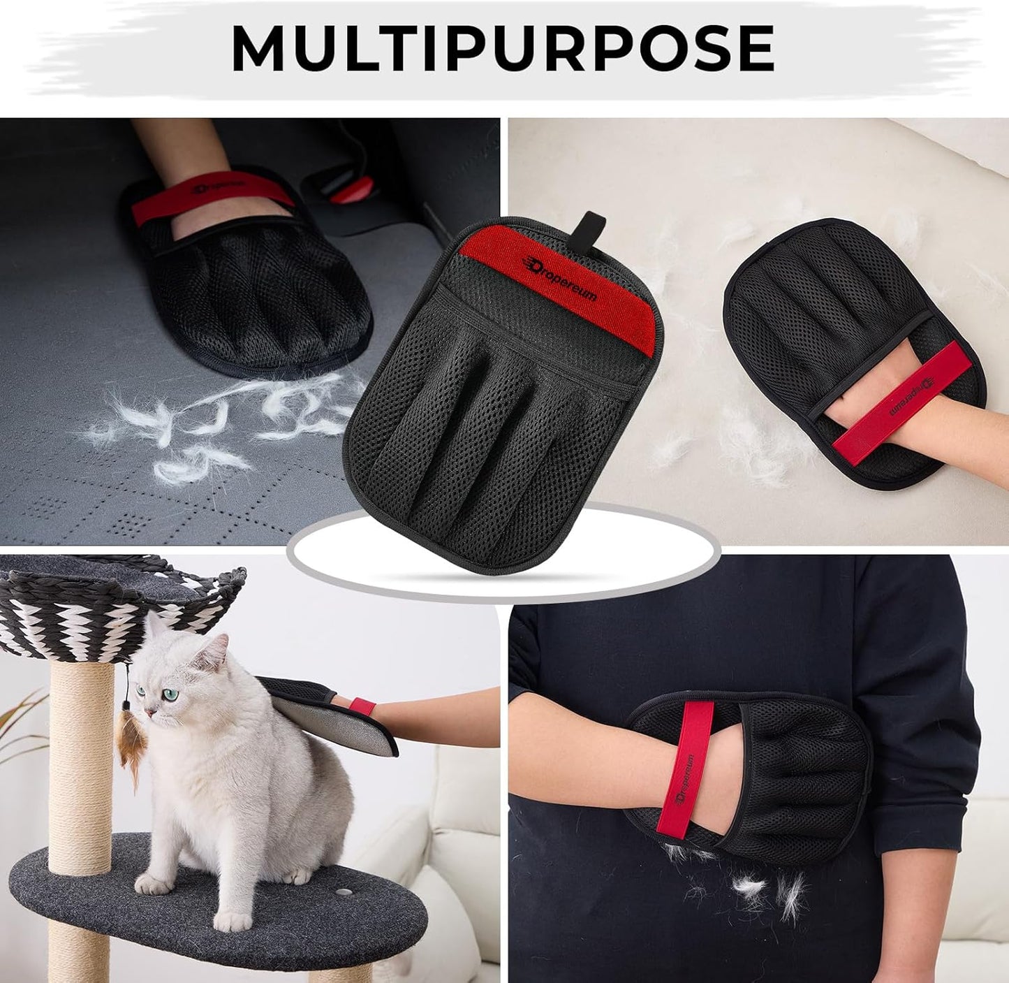 Pet Hair Remover Glove (2 Pack) – Reusable Electrostatic Pet Hair Removal Mitt for Couch, Carpet, Car Seat & Laundry – Cat & Dog Fur Cleaning Tool for Furniture