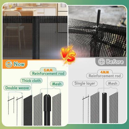 Retractable Baby Gates Extra Wide 150" × 34" Tall for Large Opening 12.5 Foot Retractable Dog Gate for Doorways, Stairs, Aisle, Indoor/Outdoor Retractable Gate for Garage, Hallways, Deck