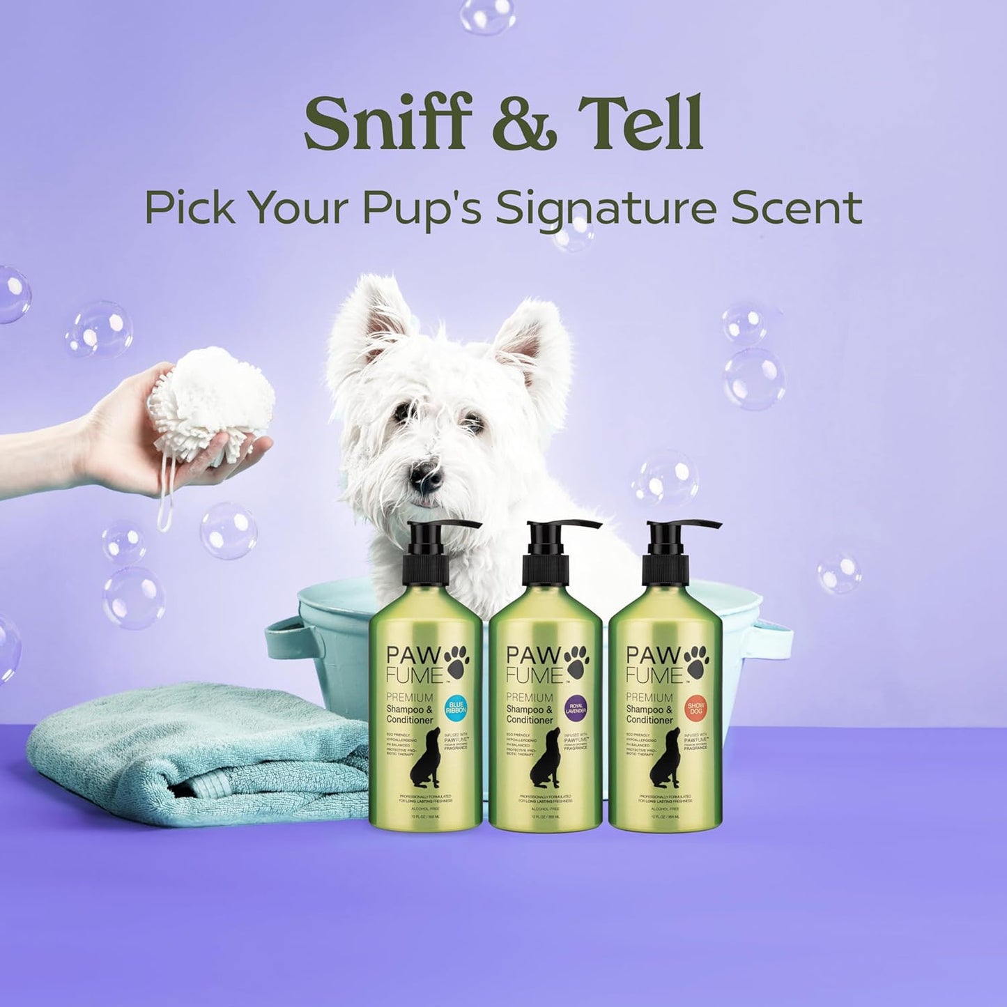 PAWFUME Deshedding Dog Shampoo and Conditioner, Show Dog, 1-Pack – Nourish & Detangle for Silky Soft Coat – Probiotic, Deep-Cleaning, pH-Balanced Formula – Salon-Quality Shampoo for Dogs
