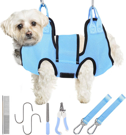 PatiencET Cat Grooming Hammock Pet Hammock Cat Nail Clipper Hammock for Nail Trimming Dog Sling for Nail Clipping Dog Hanging Harness (Black XS)