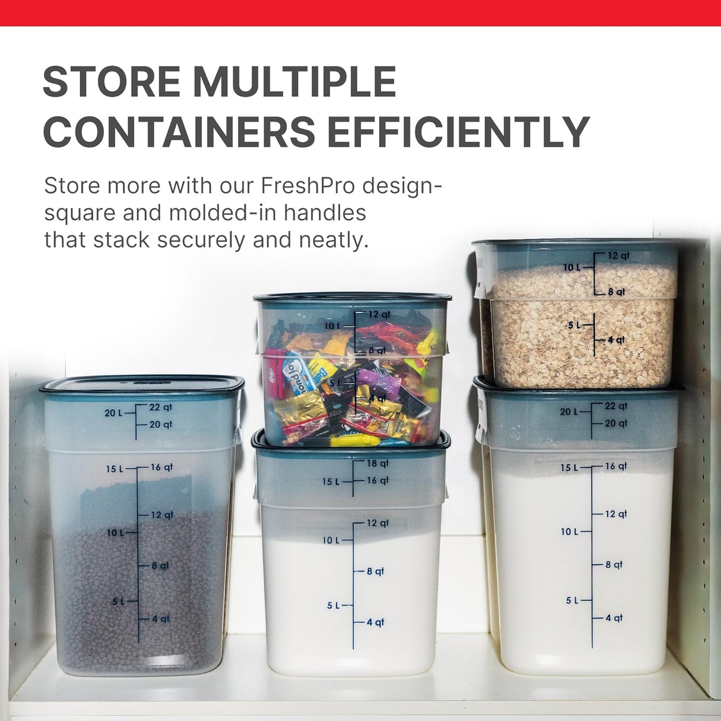 Cambro FreshPro 12 Quart (QT) Food Storage Container with Lid (Restaurant Grade) - for Food Prep, Commercial Kitchen, Pet and Dog Food Container (Translucent)