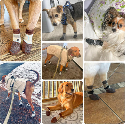 BEAUTYZOO 6PCS Dog Socks to Prevent Licking Paws, Anti Slip Dog Shoes for Hot Pavement Hardwood Floors, Traction Control Toe Grips Boots & Paw Protectors for Small Medium Large Senior Dogs, Grey S