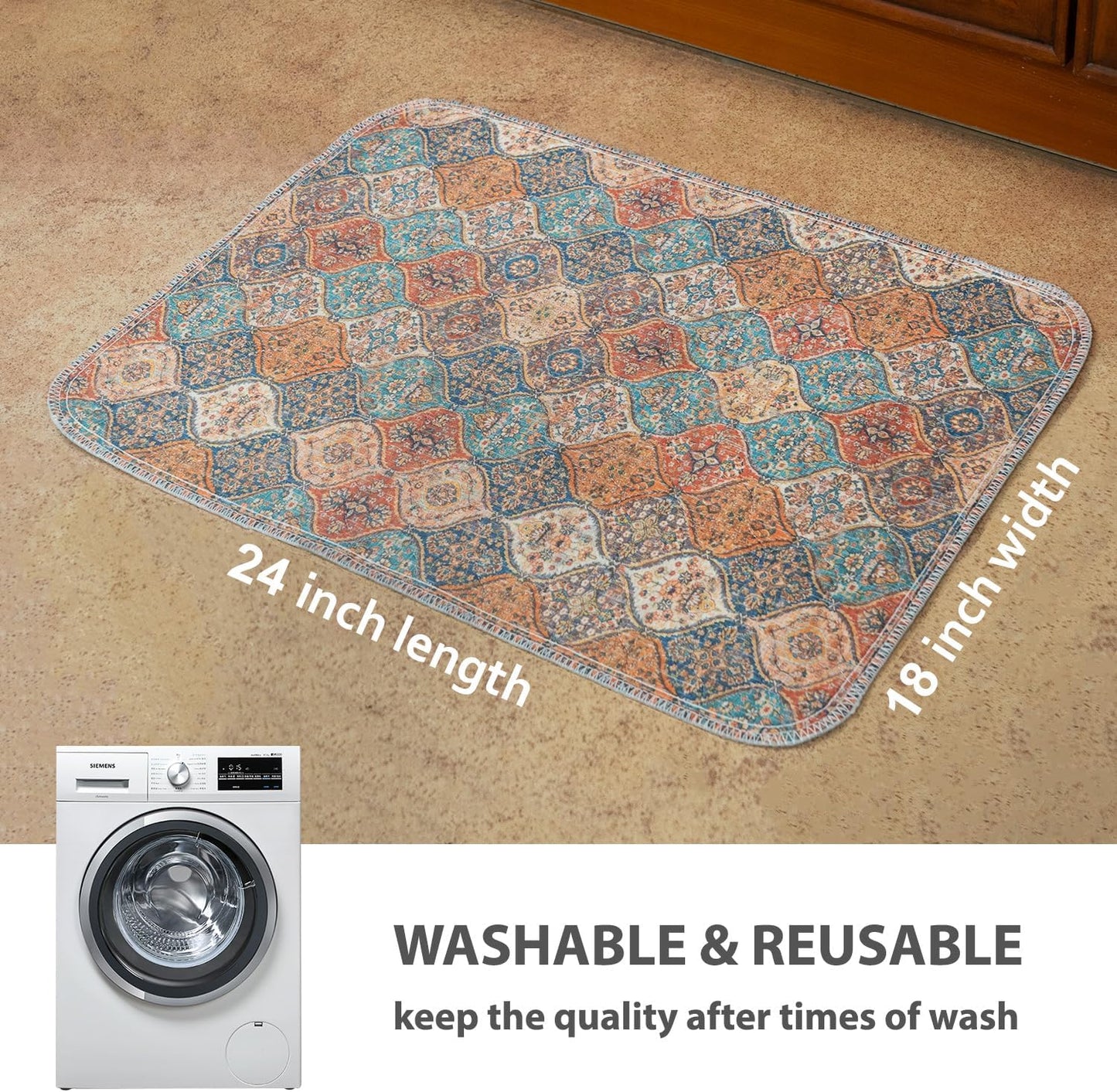 nunubaby Washable Pee Pads for Dogs, Stylish, Non-Slip and Leak-Proof Pee Pads. Reusable Potty Pads for Dogs for Crates and Floors.(Beige/Multi, 24" x48" )