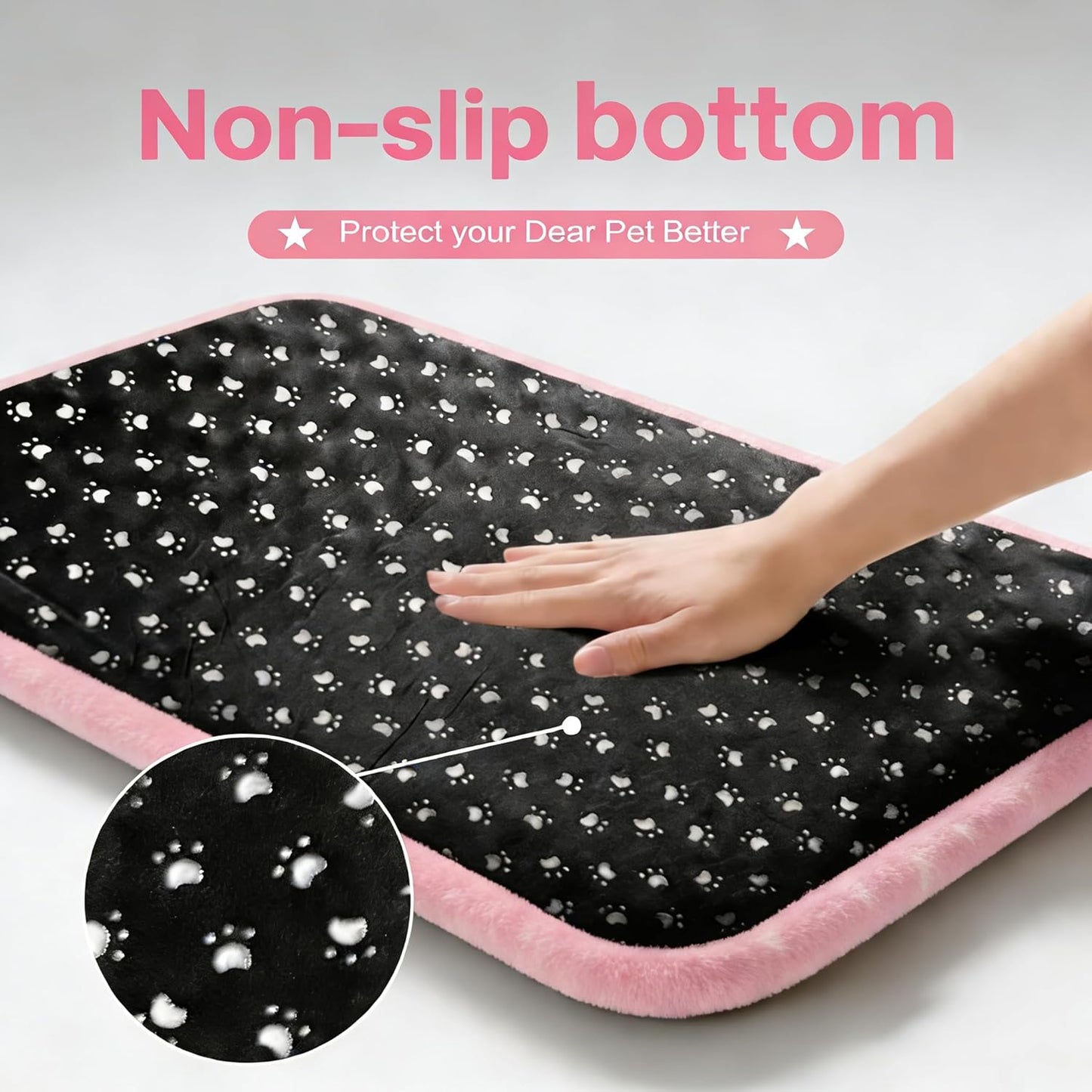 Dog Bed Mat, Reversible Crate Pad & Cute Dog Bed - Machine Washable Kennel Mat with Ultra Soft for Small Dogs (Cool/Warm), 24" x 18", Grey&Star