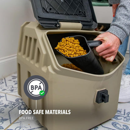 GUNNER 50 lbs Dog Food Storage Container - Waterproof & Airtight Pet Food Bin - Multi-Purpose Container for Dry Food, Corn, Chicken Feed, Treats, Bird Seed, & More - Gunmetal