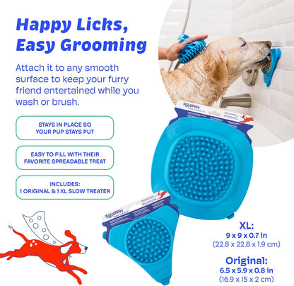 Aquapaw Lick Mat for Dogs with Suction Cups - XL, Blue, 1-Pack - Slow Feeder Lick Pads for Dogs & Grooming Enrichment - Food Mat for Peanut Butter Treats