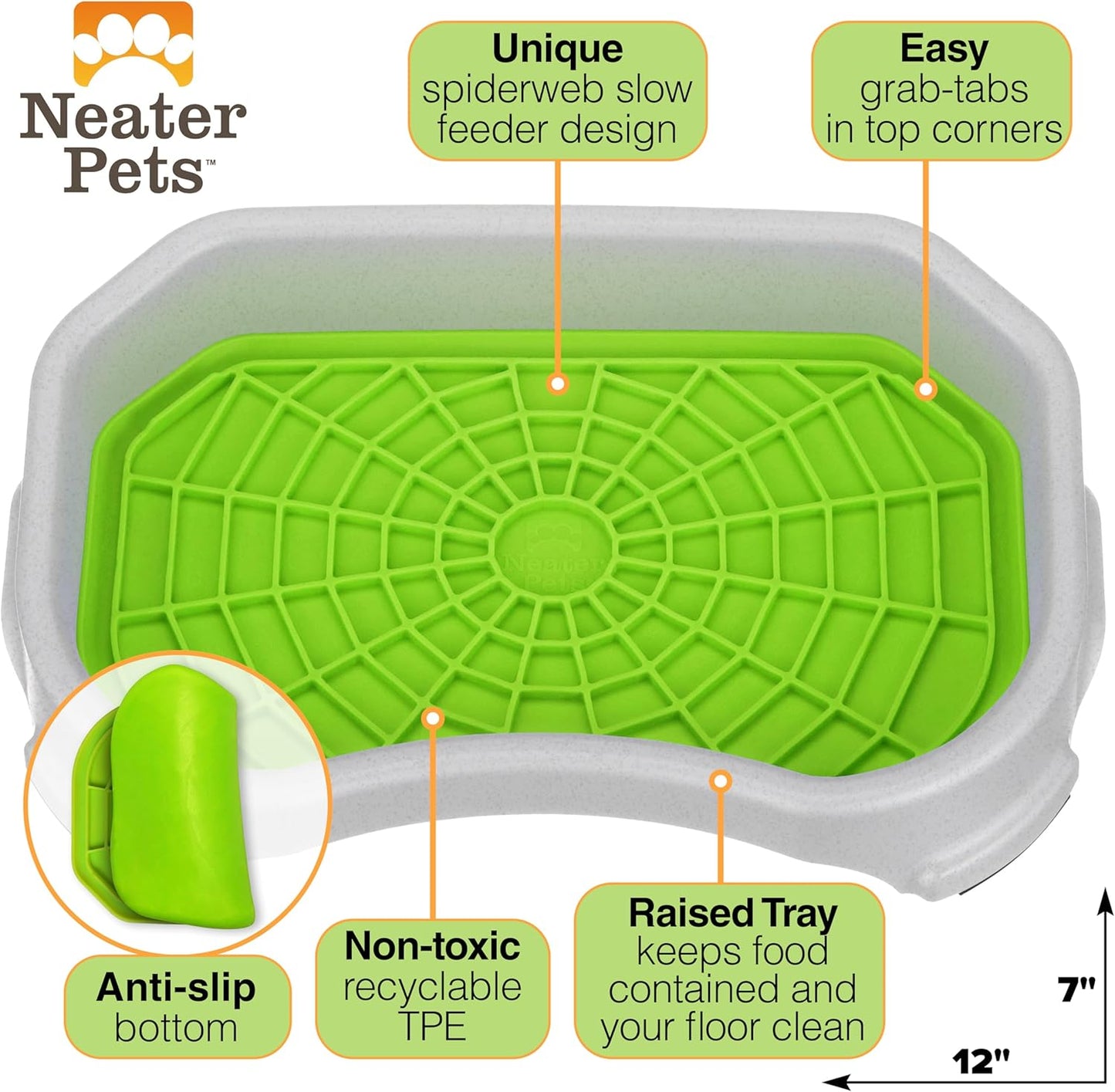 Neater Pets Neat-LIK Dog Lick Mat w/Mess-Proof Tray, Lick Mat for Dogs, Cats, Puppy, Reduces Anxiety & Boredom, Peanut Butter Slow Feeder, Interactive Treat Licking Pad (Green/Vanilla Bean)