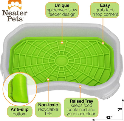 Neater Pets Neat-LIK Dog Lick Mat w/Mess-Proof Tray, Lick Mat for Dogs, Cats, Puppy, Reduces Anxiety & Boredom, Peanut Butter Slow Feeder, Interactive Treat Licking Pad (Green/Vanilla Bean)