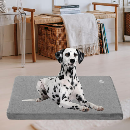 EMPSIGN Stylish Dog Bed Mat Dog Crate Pad Mattress Reversible (Cool & Warm), Water Proof Linings, Removable Machine Washable Cover, Firm Support Pet Crate Bed for Small to XX-Large Dogs, Grey