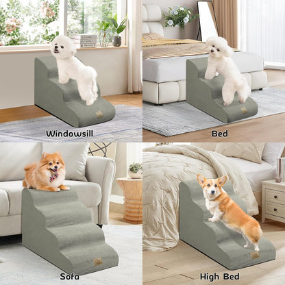 Mestuel 2-Tiers Extended Dog Stairs Steps for Couch Sofa, Dog Stairs for Small Dogs, Pet Stairs Ramp Ladder Friendly to Small Old Joint Injury Dogs Cats,Non-Slip & Washable,Blue