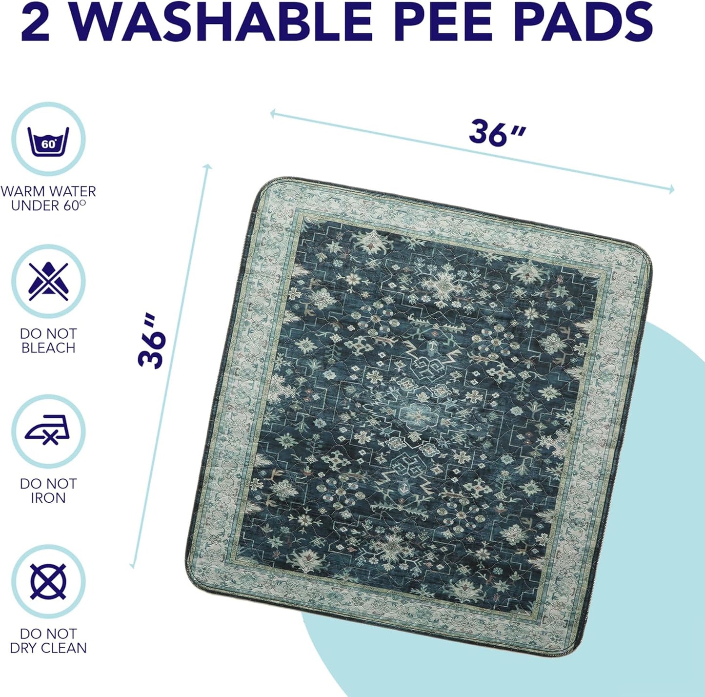PUPIBOO Washable Pee Pads for Dogs and Cats - Super Absorbent Reusable Puppy Training Pads - 100% Waterproof, Leak-Proof & Non-Slip Whelping Pads for Pet Housebreaking