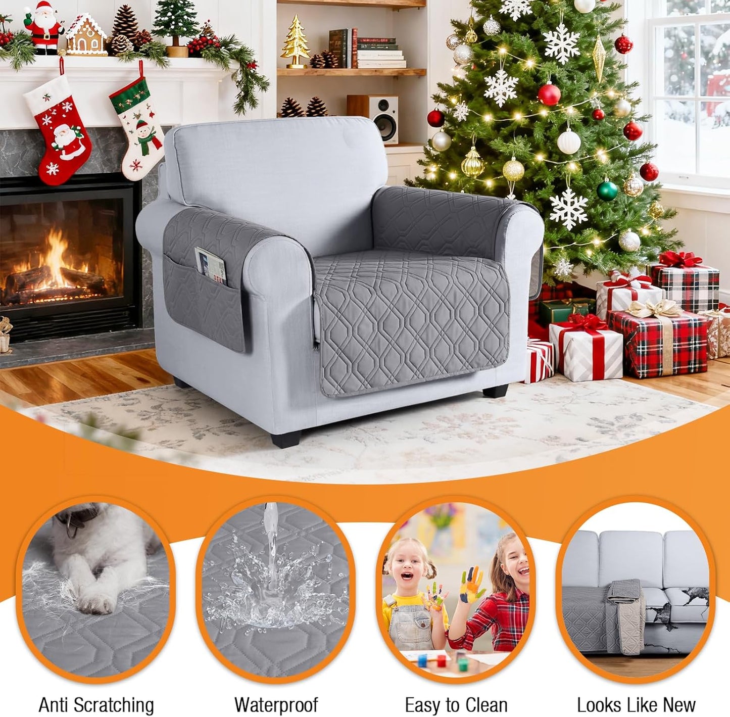 VANSOFY Couch Cover, Waterproof Sofa Covers Washable Slipcover Furniture Protector Couch Seat Covers Non-Slip Couch Cover for Dogs, Pets(Sofa, Dark Gray)