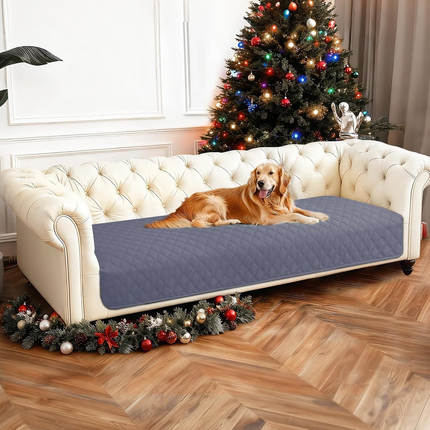 Waterproof Dog Blanket, Non-Slip Soft Pet Bed Cover, Couch Cover for Dogs Washable, Protects Sofa, Furniture, Crate, Car, Tear Resistant Leakproof Pet Blanket (30x70 Inch, Dark Grey)