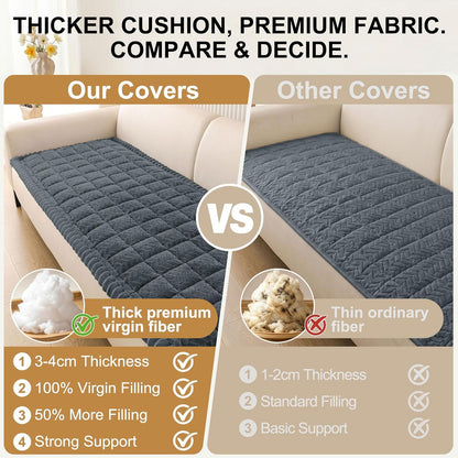 Smiry Non Slip Couch Covers for Dogs, Fuzzy Pet Couch Covers for 2-3 Cushion Sofa Pet Friendly, Soft Sofa Slipcovers Cushion Furniture Protector Washable (Beige, 27.6" x 59")
