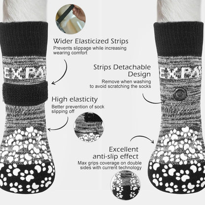EXPAWLORER 6Pcs Anti-Slip Dog Socks to Prevent Licking Paws,Dog Shoes for Hot Pavement,Dog Booties Traction Control on Hardwood Floor,Boots & Paw Protectors, for Puppy Small Medium Large Senior Dogs