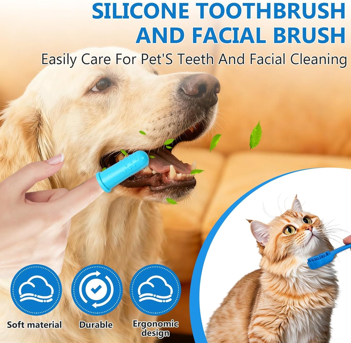 nooepc 6PCS Dog Washing Gloves Pet Grooming Gloves Dog Bath Supplies Dog Bath Brush Silicone Gloves for Dogs and Cats Bathing Dog Comb Dog Toothbrush