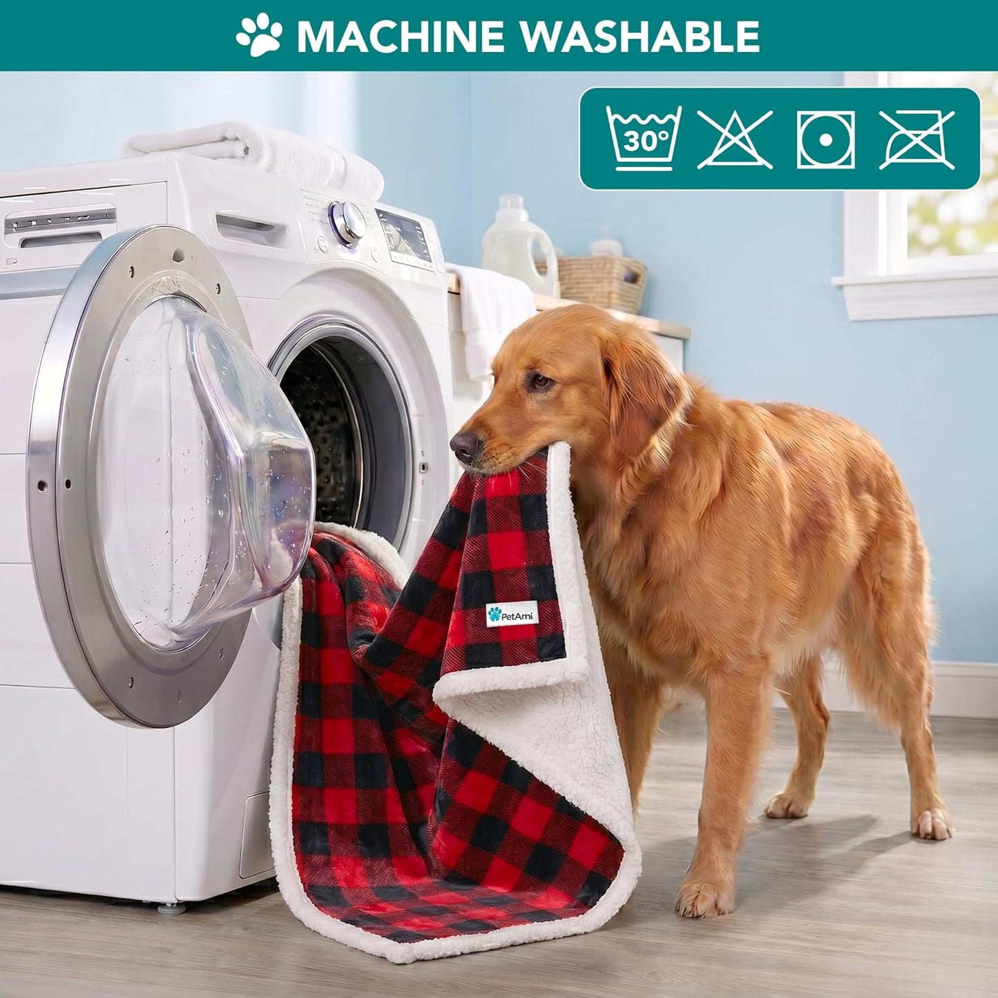 PetAmi Dog Blanket for Medium Large Dogs, Pet Bed Blanket Cat Puppy Kitten, Fleece Furniture Couch Cover Protector Sofa Car, Soft Sherpa Dog Throw Plush Reversible Washable, 40x60 Plaid Dark Gray