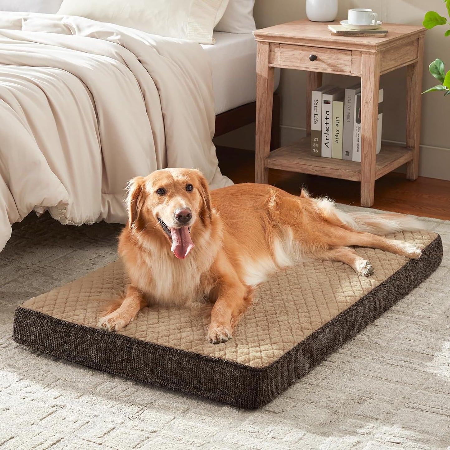JOEJOY XL Dog Beds Large Sized Dog, Orthopedic Big Dogs Crate Bed with Washable Removable Cover, Extra Thick Egg-Crate Memory Foam Pet Beds up to 80 lbs, Grey, 41"x27"