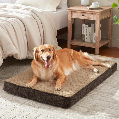 JOEJOY XL Dog Beds Large Sized Dog, Orthopedic Big Dogs Crate Bed with Washable Removable Cover, Extra Thick Egg-Crate Memory Foam Pet Beds up to 80 lbs, Grey, 41"x27"