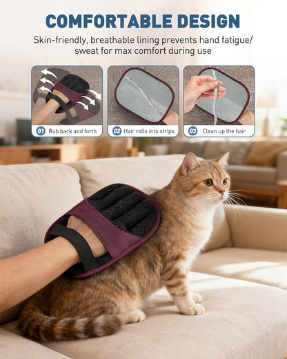 Pet Hair Removal Glove - 2 Pack Electrostatic Magic Brush Gloves Pet Hair for Dogs and Cats, The Magic Brush Pure Path Yomi Pet Grooming Needs, Fur Remover for Furniture, Clothes, Car Seats