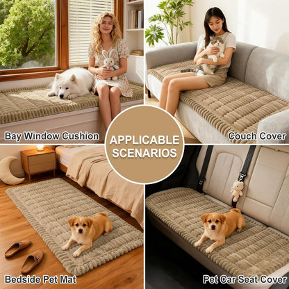 hyha Couch Covers for Dogs Washable, Non Slip Plush Dog Sofa Protectors, Fuzzy Pet Couch Covers for 3 Cushion Sofa Pet Friendly (Camel, 27.6" x 59") - Colors B