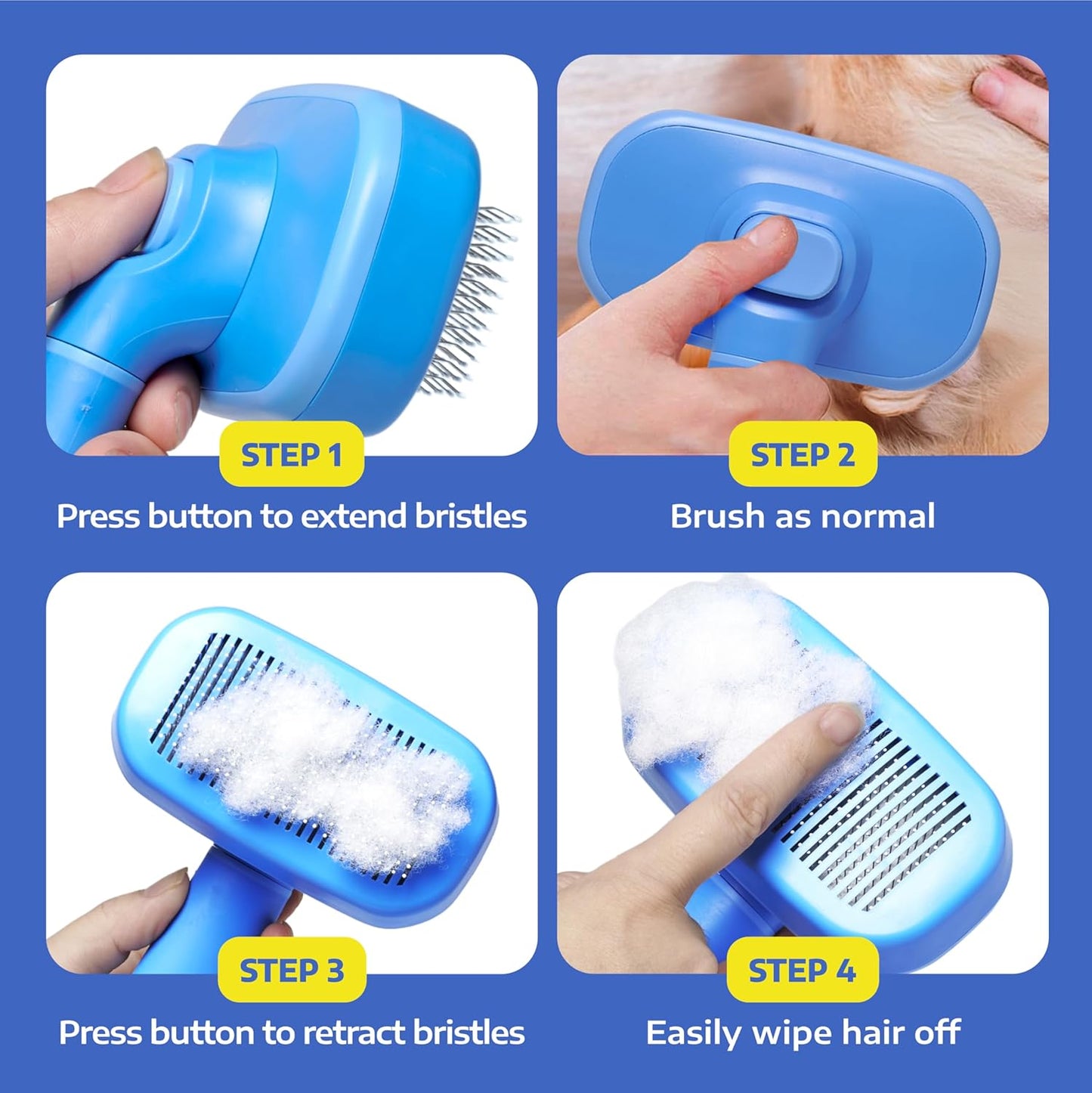 Hertzko Self Cleaning Slicker Brush for Dogs and Cats - Pet Hair Brush for Shedding Long and Short Hair - Easy Clean Retractable Bristles - Cat and Dog Grooming Tool - Purple