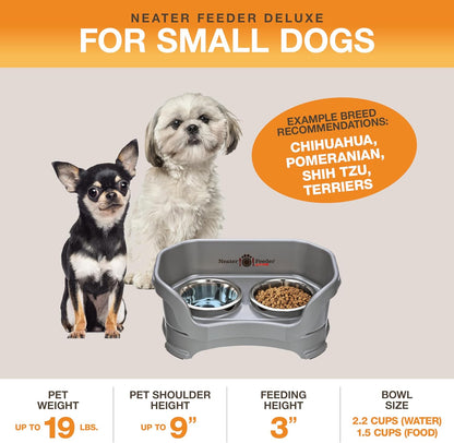Neater Pet Brands Neater Feeder Deluxe Mess Proof Dog Bowls Elevated for Large Dogs Over 40 lbs, Made in USA, No Spill Raised Dog Food Bowl Stand Feeding Station, Food and Water Bowl Set, Black