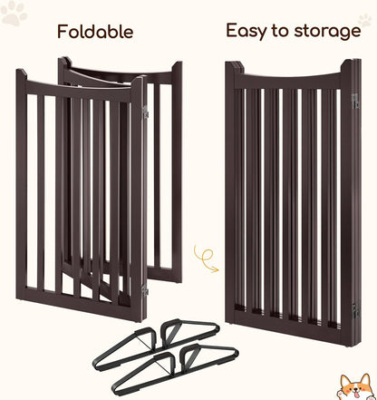Yaheetech Freestanding Pet Gate 3-Panel Wooden Dog Fence with 2 Support Feet Folding Dog Gate for Indoor, Stairs, Doorways, Halls, Kitchen Wooden Pet Barrier White 36" H