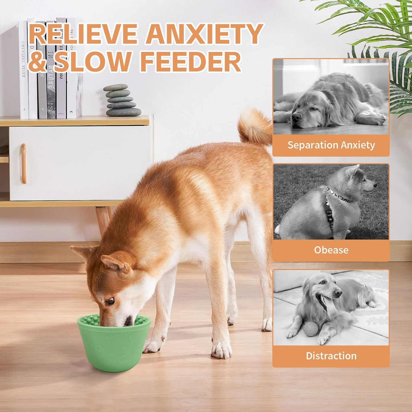 Dog Lick Bowl,Anxiety Relief Non-Slip Silicone Treat Bowl,Durable Anti-Choking Long-Lasting Enrichment Slow Feeder Licking Mat for Small Medium Large Breed,Freezable BPA Free Silicone Dishwasher Safe