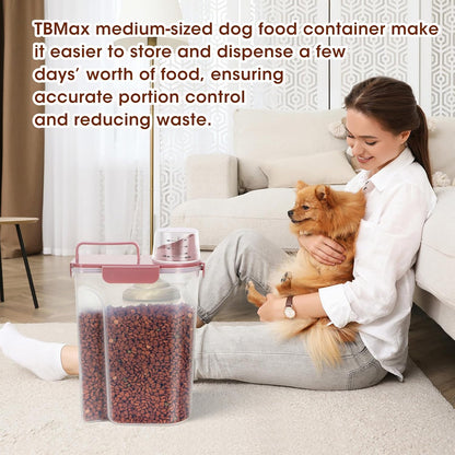TBMax Dog Food Storage Container 5-7 lbs, Airtight Cat Food Container with Larger Spout & Measuring Cup, Portable Pet Food Storage Dispenser for Small Animal Kibble Storage, Bird Seed Container
