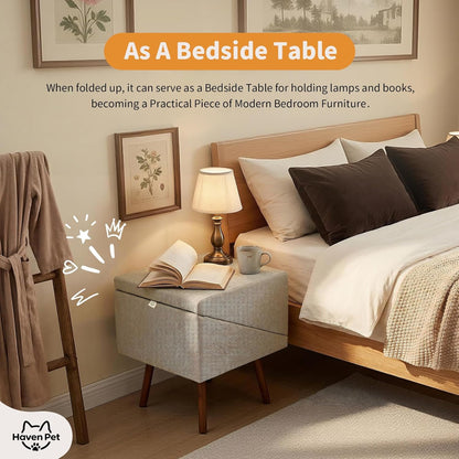 2-in-1 Dog Stairs for Bed and Couch, 21.6 Inch High,Foldable Ottoman with 6 Steps, Joint Relief for Small and Large Dogs (Gray H 21.6")