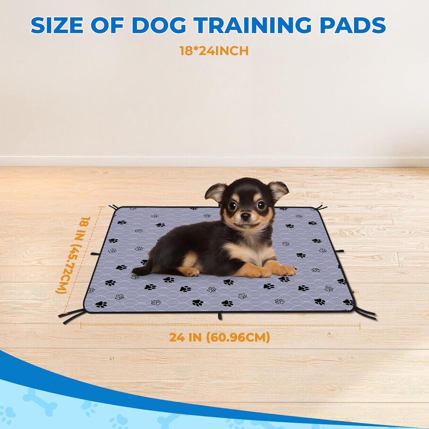 Fostanfly Washable Pee Pads for Dogs, 2 Pack Large 36"x41" Ultra-Absorbent and Leak-Proof Non-Slip Reusable Potty Training Pads for Dogs, Cats, Puppy, Potty Training of Add 8 Lanyards