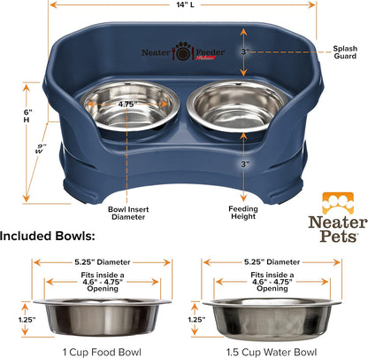 Neater Pet Brands Neater Feeder Deluxe Mess Proof Dog Bowls Elevated for Large Dogs Over 40 lbs, Made in USA, No Spill Raised Dog Food Bowl Stand Feeding Station, Food and Water Bowl Set, Black