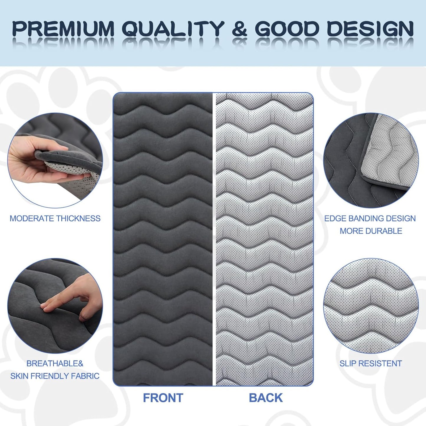 Bubble bear Dog Crate Mat - Ultra Soft, Washable & Anti-Slip Kennel Pad for Small/Medium/Large Dogs, Dark-Hued to Hide Stains (48"x30")