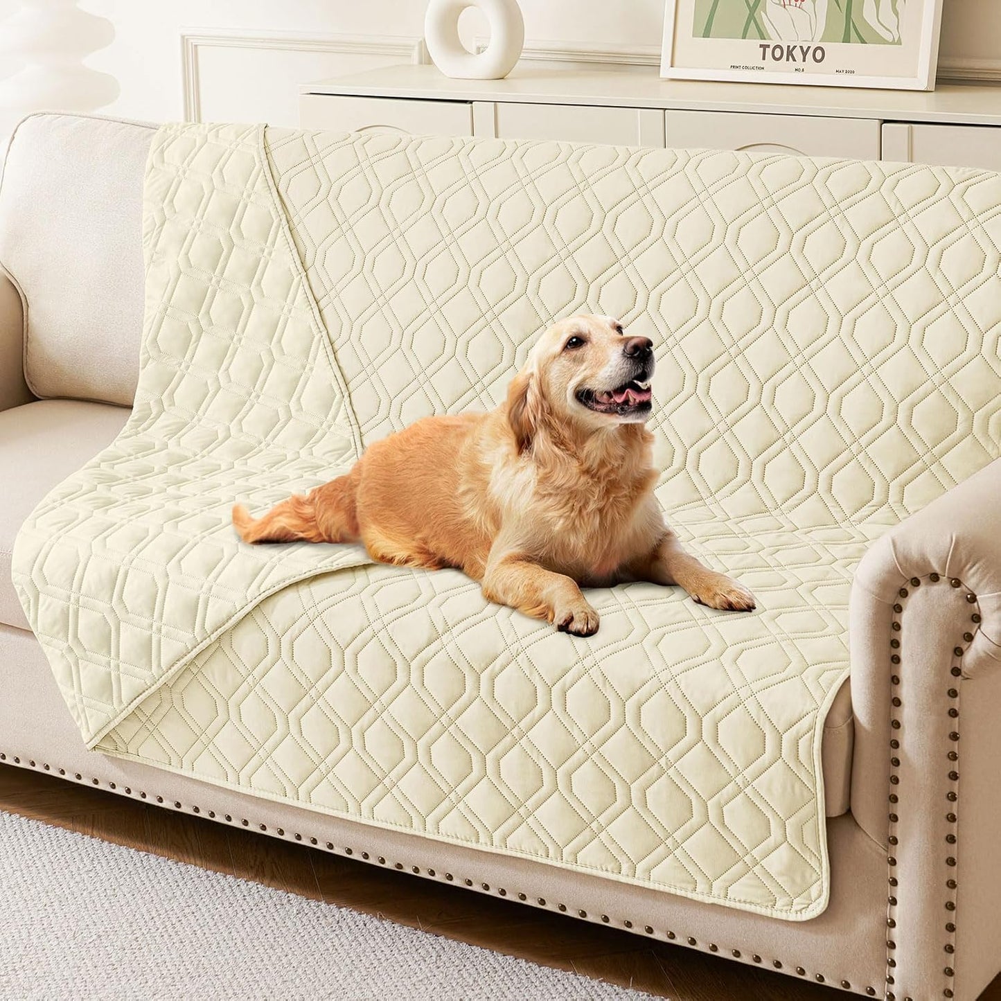 hyha Waterproof Dog Bed Blanket, Soft Pet Blankets, Waterproof Couch Cover for Dogs, Reversible Sofa Covers Washable for Furniture (30x70 Inch, Grey/Dark Grey)