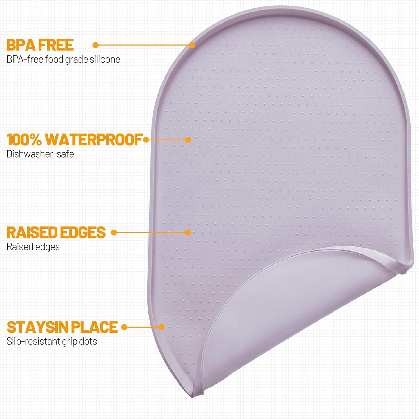 Hubulk 100% Waterproof Silicone Pet Feeding Mat with Raised Edge for Food and Water, Dog Bowl Mats, Cat Bowls Placemat with High Lip Protects Floor for Cats and Dogs (Gray, 19" L x 12" W)