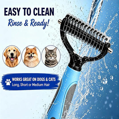Vivanchor Pet Pro, Dual-Sided Pet Dematting Comb for Dogs & Cats, Grooming Comb for Dogs, Pet Deshedding Brush, Brush Micro Scratching For Removing Loose Hair, Mats, Tangles & Undercoat (Blue)