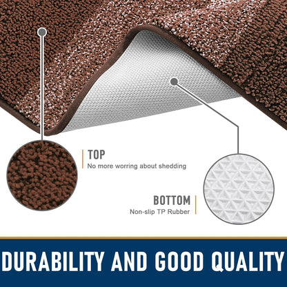 Smiry Dog Door Mat for Muddy Paws, Absorbs Moisture and Dirt, Low-Profile Entryway Mat with Non-Slip Backing, Entry Indoor Outdoor Doormat for Inside Floor (30x20 Inches, Grey, Striped)