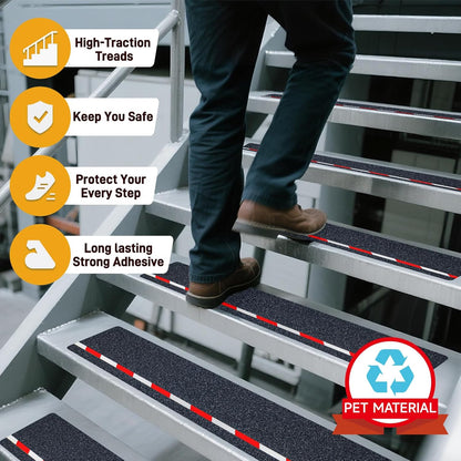 LifeGrip Stair Treads Non-Slip (15PCS), Anti Slip Transparent Stair Treads Tape for Indoor Wooden Step (4"X30"X15P-Treads)