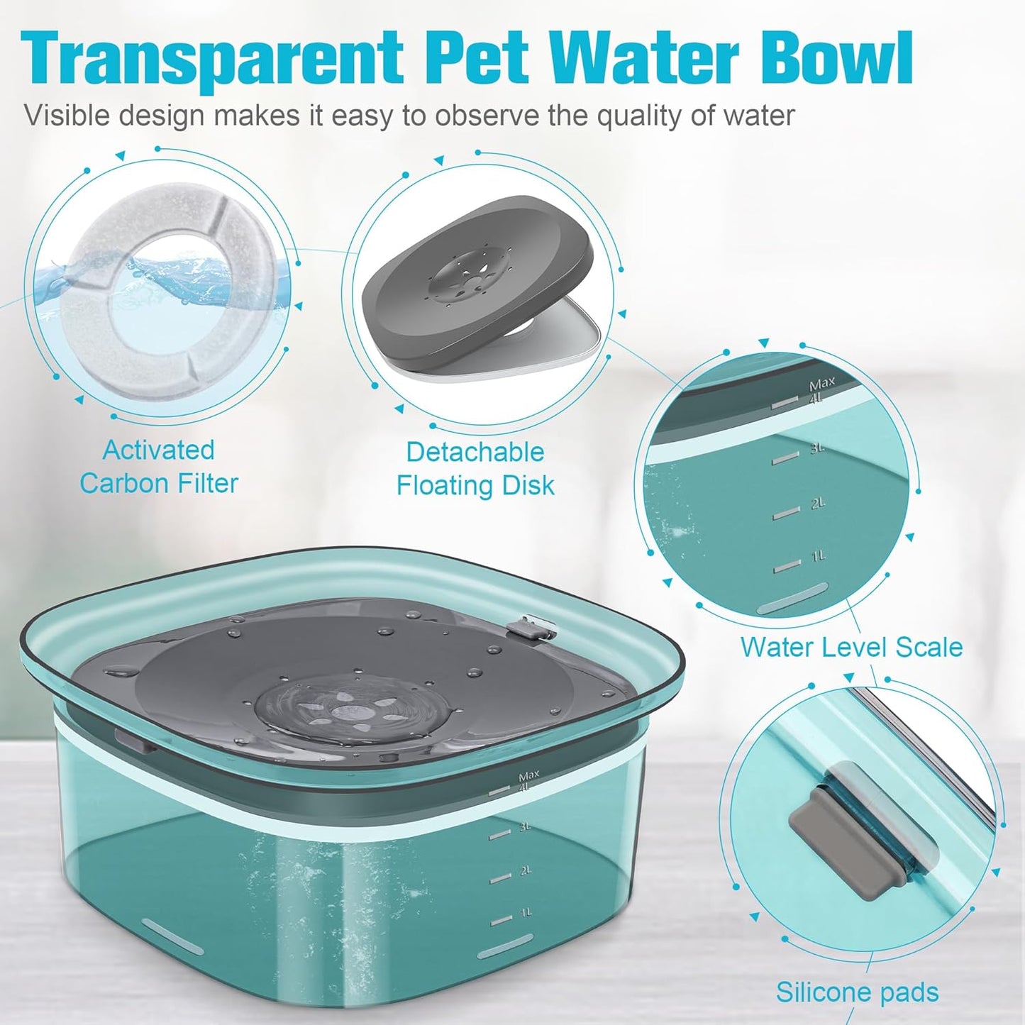UPSKY 70oz Dog Water Bowl 2L No Spill Dog Bowls Large Capacity Spill Proof Slow Water Feeder, No Splash Pet Water Dispenser Vehicle Carried Travel Slow Drinking Bowl for Messy Drinkers