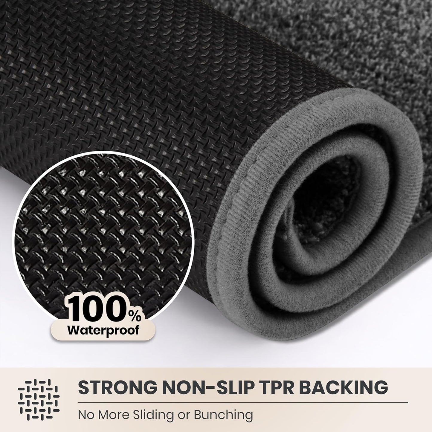 PURRUGS Dirt Trapping Door Mat 20" x 31.5", Non-Slip Machine Washable Entryway Rug, Dog Doormat, Indoor Front Door Mat, Super Absorbent Entry Rug for Muddy Shoes & Paws, Bluish Grey-Black